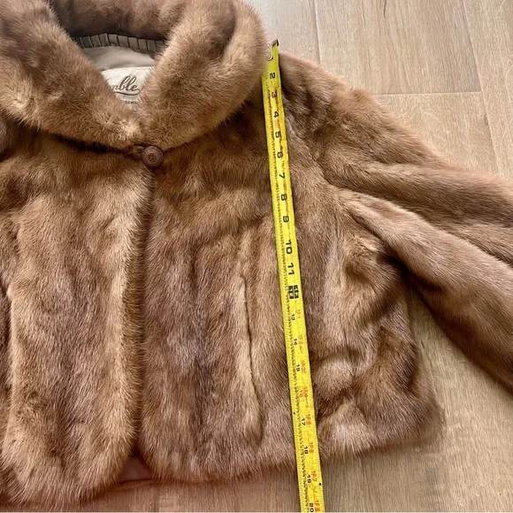 Luxury Kimble Furs Genuine Mink Fur Brown Crop Short Coat, Mint Vintage Size M